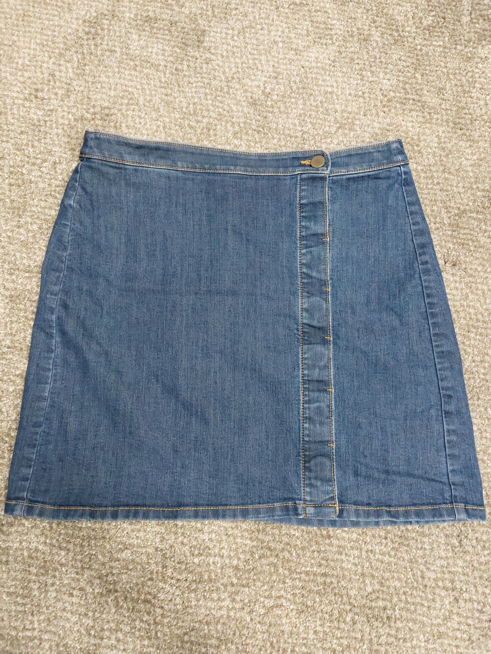 LOFT Medium Blue Denim Button-Front Mini Skirt